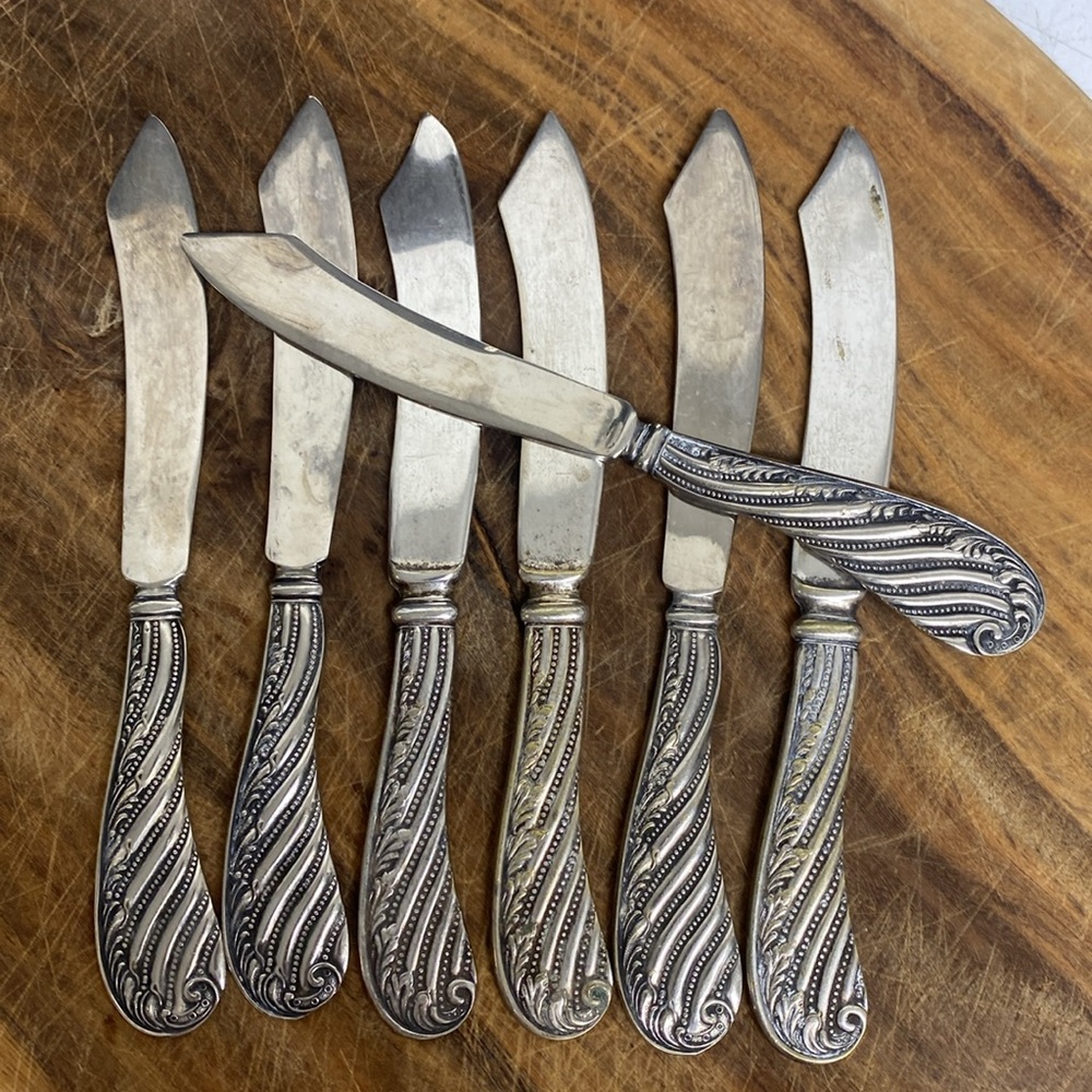 CINDERELLA Flat Handle Fruit Knives 1885 Silverplate Butter Knife